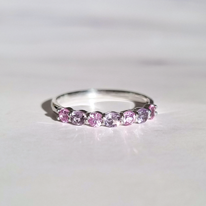 Pink Sapphire & Pink Amethyst Half Eternity Band in Sterling Silver