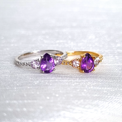Amethyst and Lavender Amethyst Ring in 18k Gold Vermeil