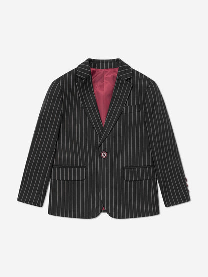 SUITLAB London Boys Striped 3 Piece Suit Set in Black