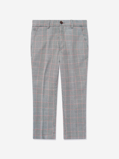 SUITLAB London Boys Checked 3 Piece Suit Set in Grey