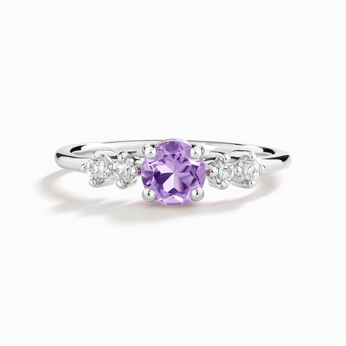 Lavender Amethyst Five Stone Ring in Sterling Silver