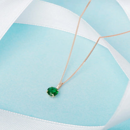 May Birthstone Emerald Pendant Necklace