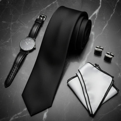 Men's Black Classic Formal Satin Tie