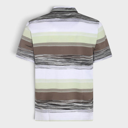 Slub Motif Printed Polo Shirt Dark Green