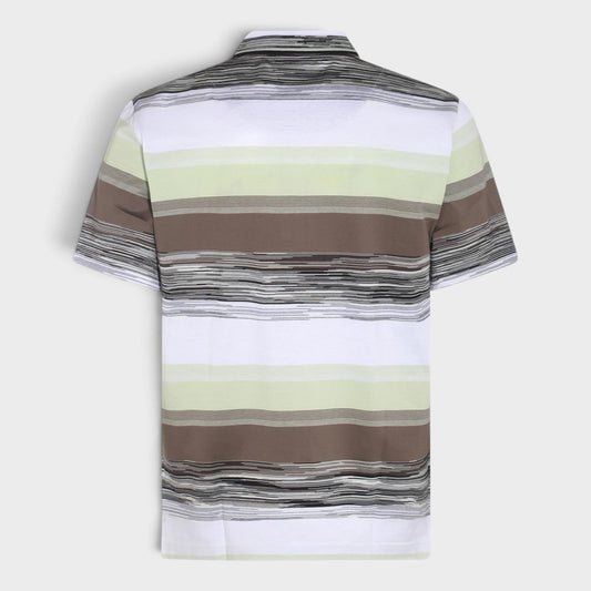 Slub Motif Printed Polo Shirt Dark Green