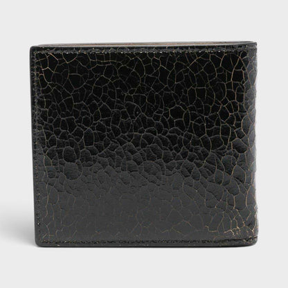 Logo Bi-fold Wallet Crackled Leather Black