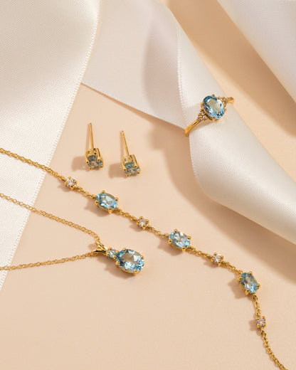 Mini Set 1  - Blue Topaz Jewellery Set in 18k Gold Vermeil