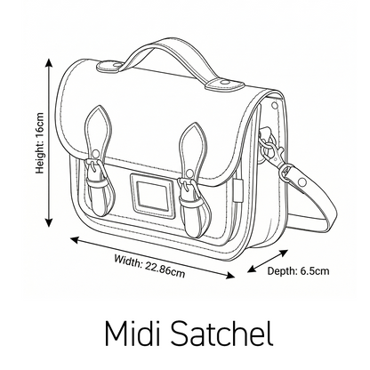 Leather Midi Satchel - Green