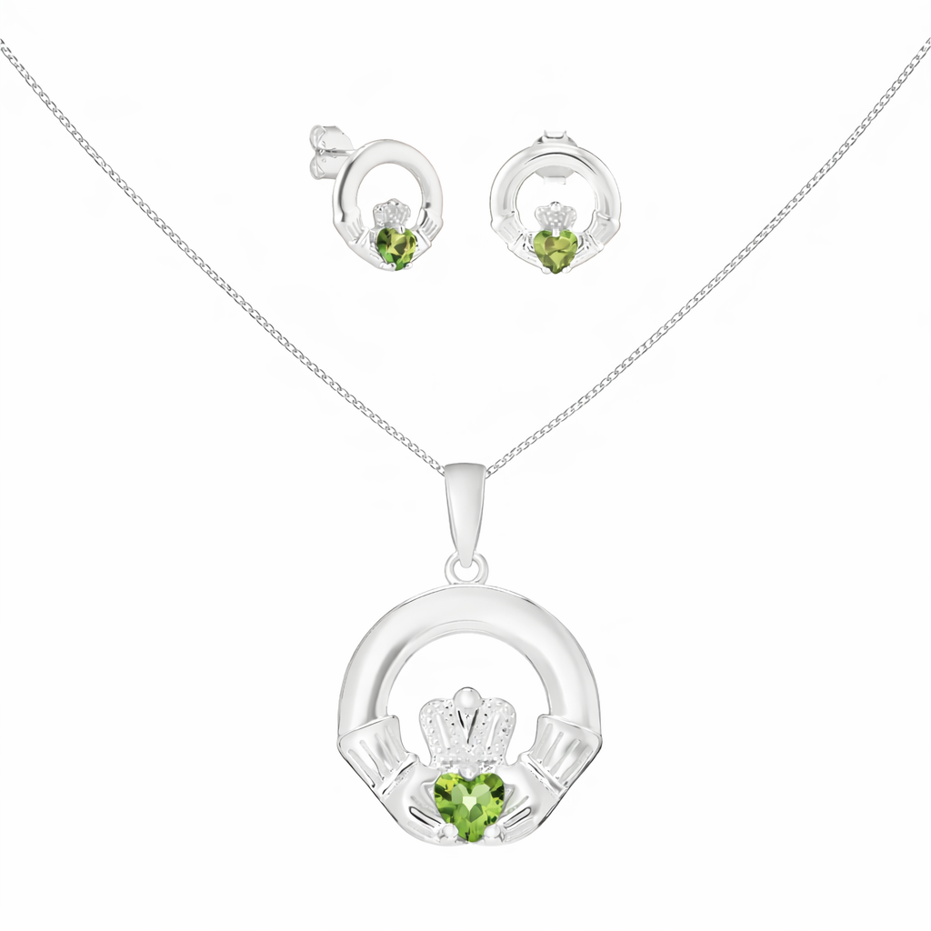 August Birthstone Claddagh Jewellery Set