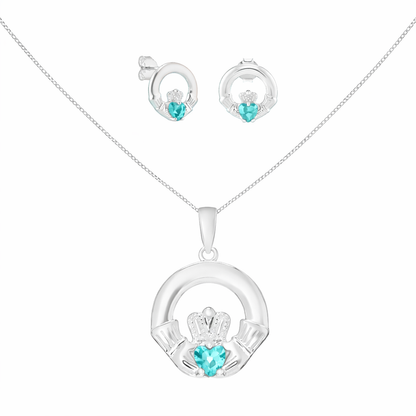 December Birthstone Claddagh Jewellery Set