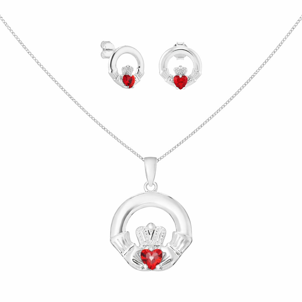 January Birthstone Claddagh Jewellery Set