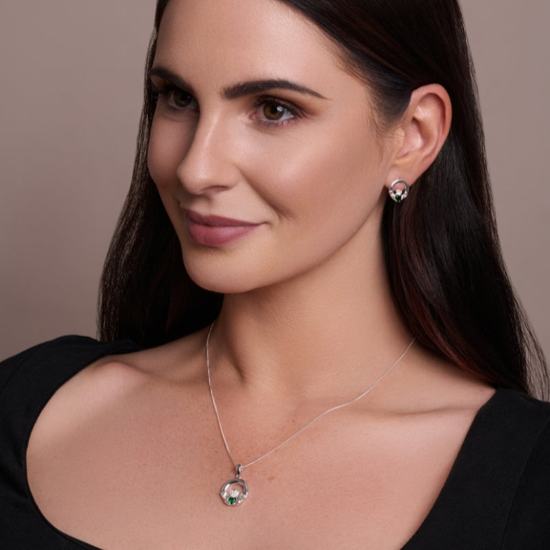 May Birthstone Claddagh Jewellery Set
