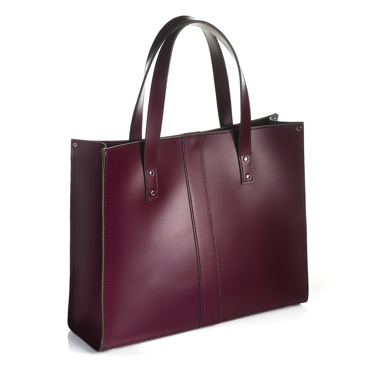 Handmade Leather Shopper - Marsala Red