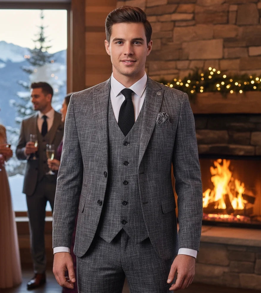 IM33 - Men's Black 3 Piece Tailored Fit Suit