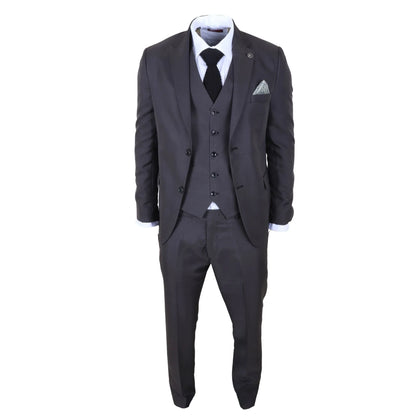 IM51 - Men's Charcoal Check 3 Piece Tailored Fit Suit