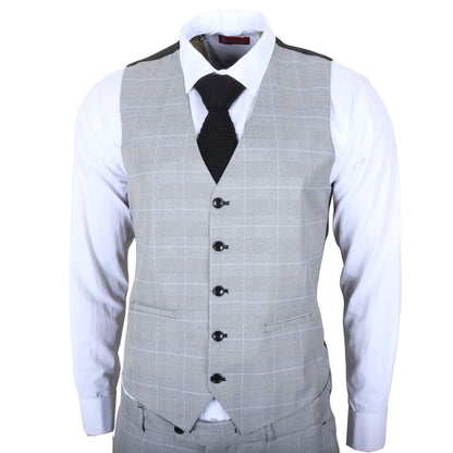 IM53 - Men's Grey Check 3 Piece Tailored Fit Suit