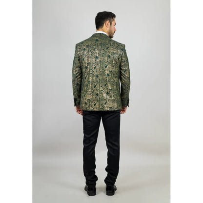 AK-28 - Men's 3 Piece Green Paisley Wedding Suit