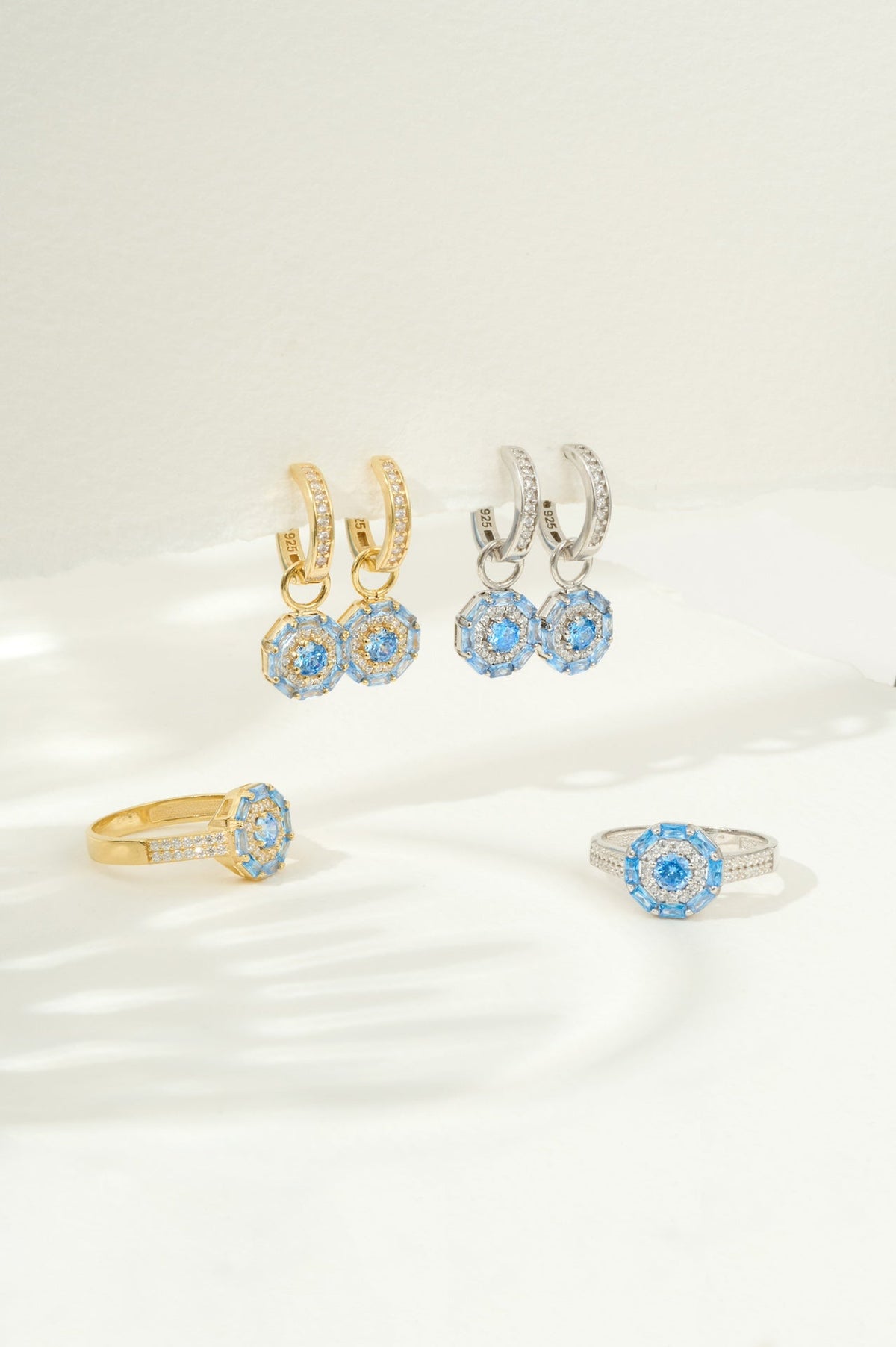 Something Blue Drop Earrings: Gold