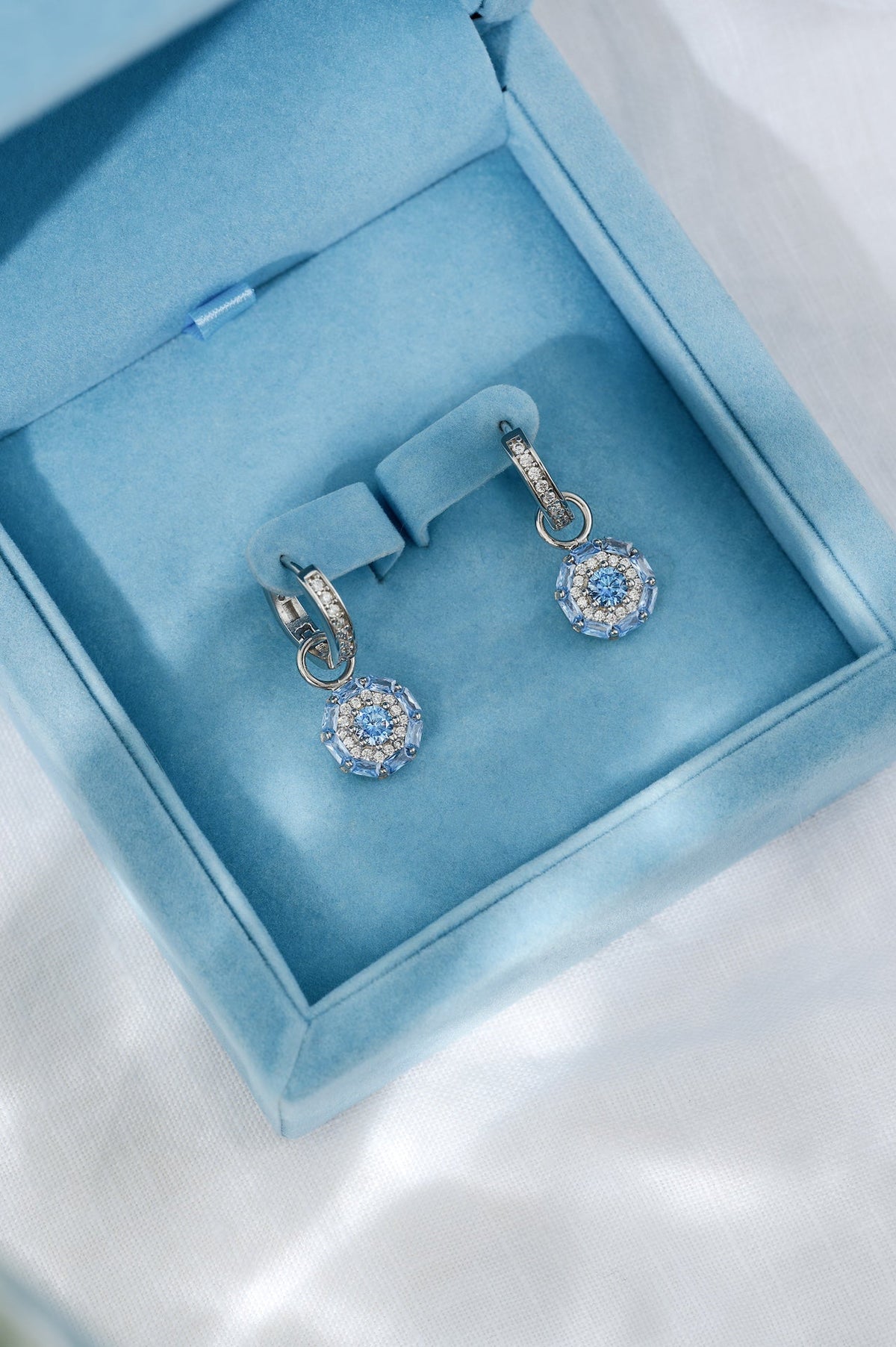 Something Blue Drop Earrings: Silver
