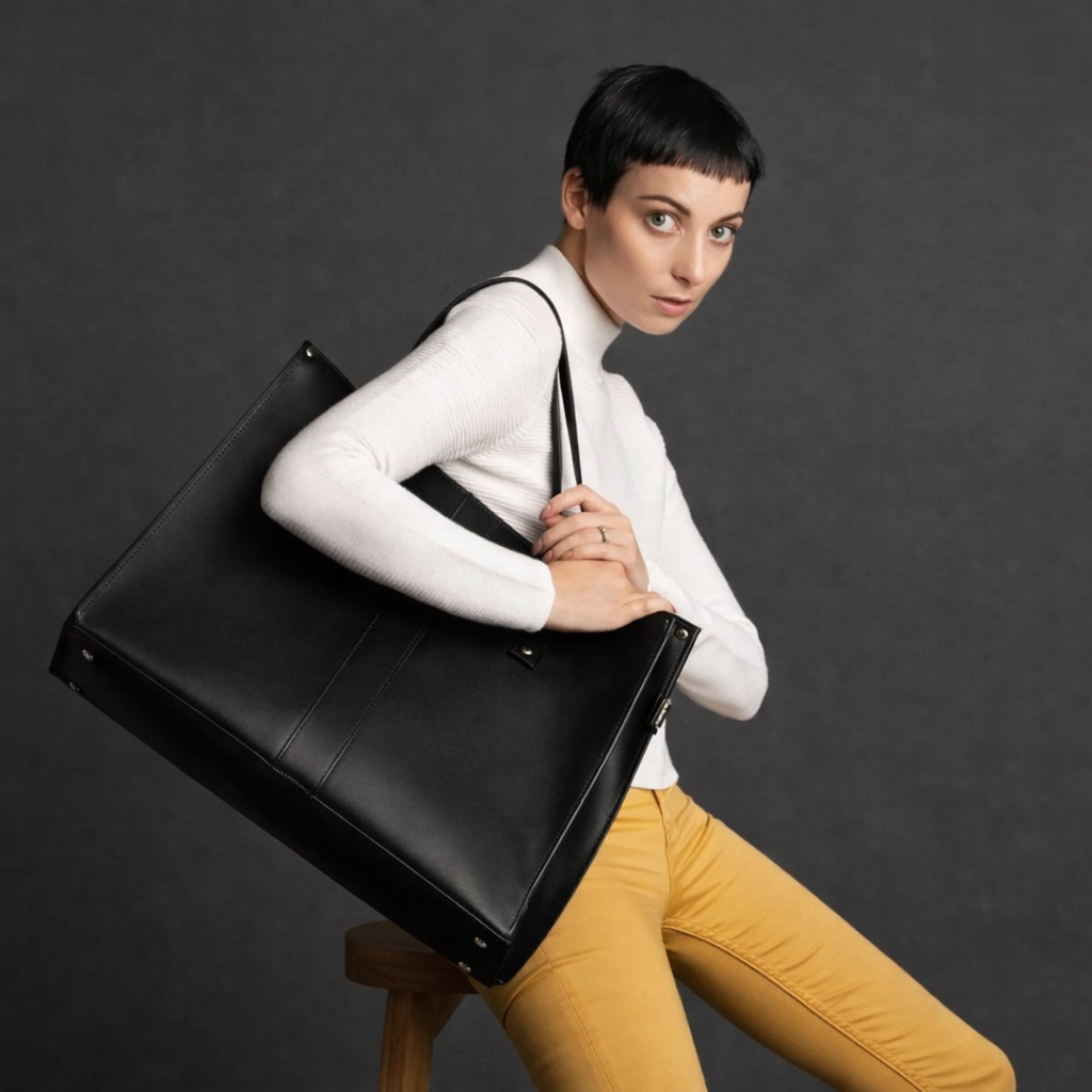 Handmade Leather Shopper - Black
