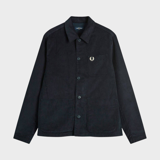 Corduroy Pocket Detail Overshirt in Navy