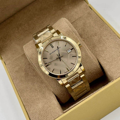 Burberry BU9038 The City Unisex Gold & Champagne Watch