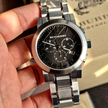 Burberry BU9351 The City Men's Silver & Black Chronograph Watch