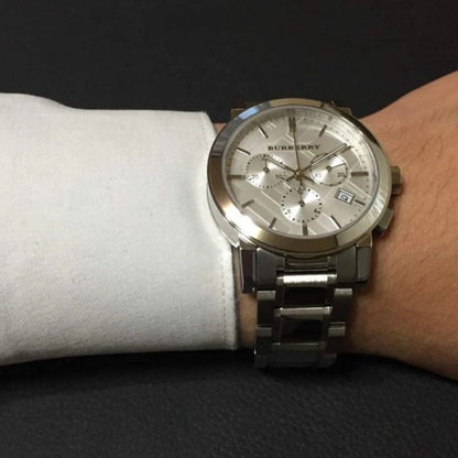 Burberry BU9750 The City Unisex Silver Chronograph Watch