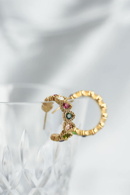 Baroque Bejewelled Gold Hoops