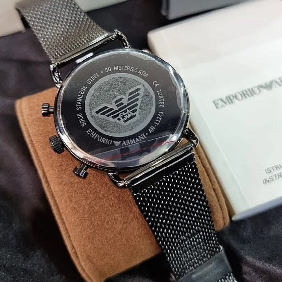 Emporio Armani AR11141 Aviator Men's Grey Mesh Watch