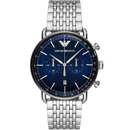 Emporio Armani AR11238 Aviator Men's Silver & Blue Watch