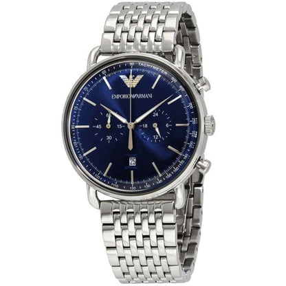Emporio Armani AR11238 Aviator Men's Silver & Blue Watch