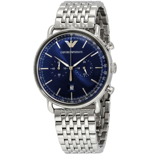 Emporio Armani AR11238 Aviator Men's Silver & Blue Watch