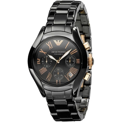 Emporio Armani AR1411 Ceramica Women's Black & Rose Gold Watch