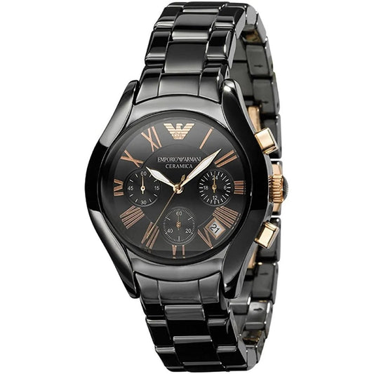 Emporio Armani AR1411 Ceramica Women's Black & Rose Gold Watch