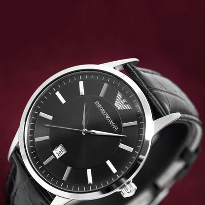 Emporio Armani AR2411 Renato Men's Black Leather Watch