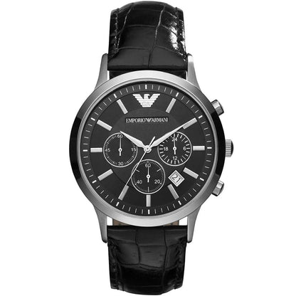 Emporio Armani AR2447 Renato Men's Black Leather Watch
