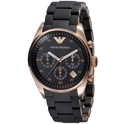 Emporio Armani AR5906 Sportivo Women's Black & Rose Gold Watch