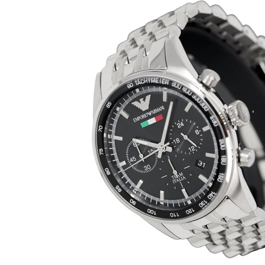 Emporio Armani AR5983 Tazio Men's Silver & Black Watch