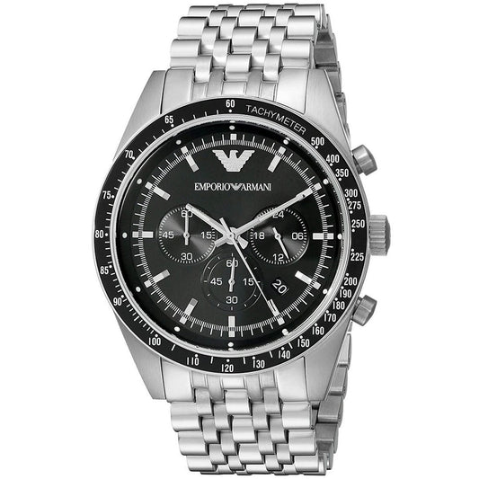 Emporio Armani AR5988 Tazio Men's Silver & Black Chronograph