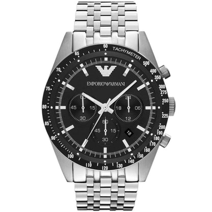 Emporio Armani AR5988 Tazio Men's Silver & Black Chronograph