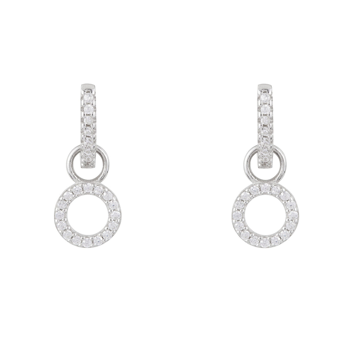 Circle Drop Hoop Huggies: Silver