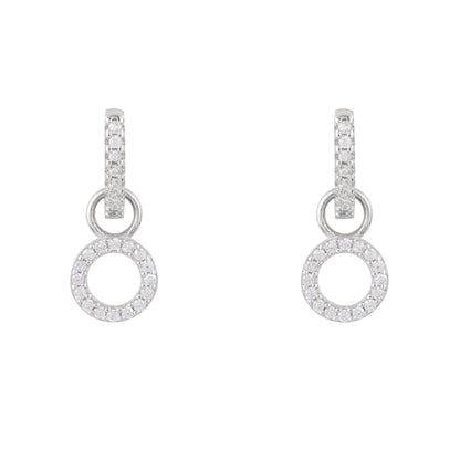 Circle Drop Hoop Huggies: Silver