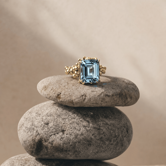 Gold or Silver Sky Blue Topaz Ring - Aurelia