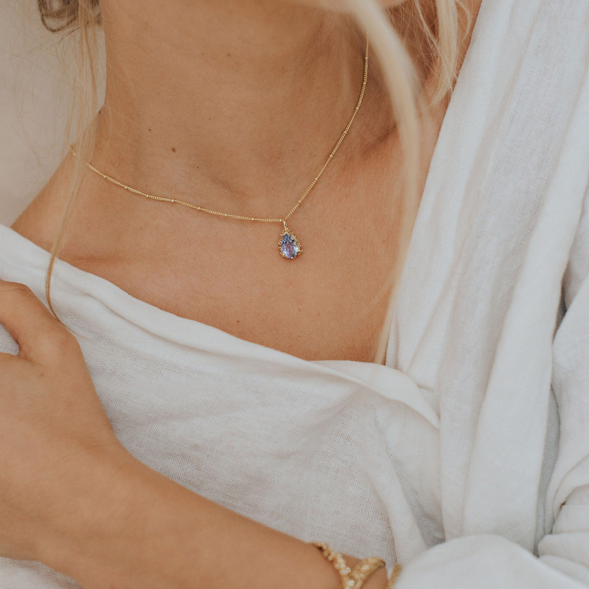 Gold Vermeil Blue Topaz Necklace - Aurelia