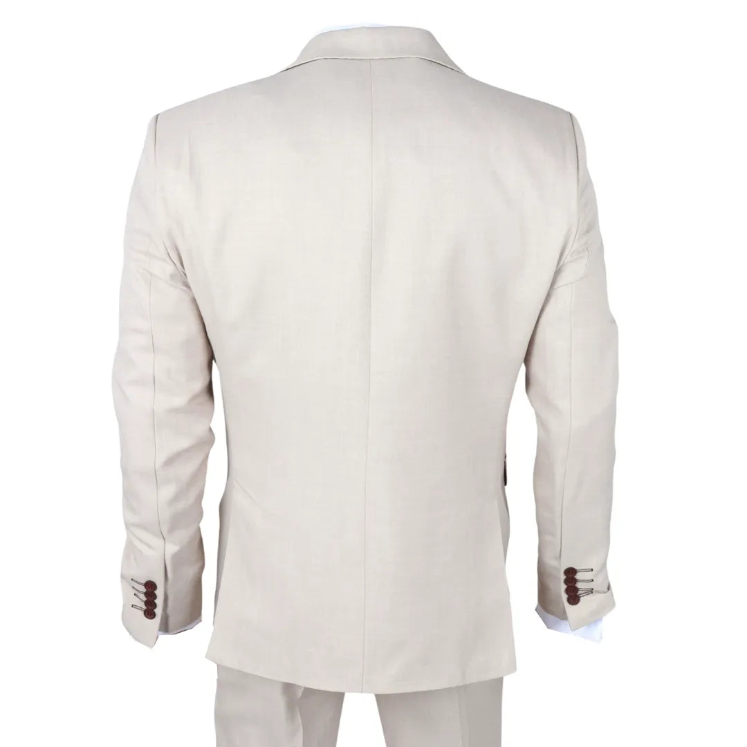 IM04 - Men's Beige 3 Piece Tailored Fit Wedding Suit