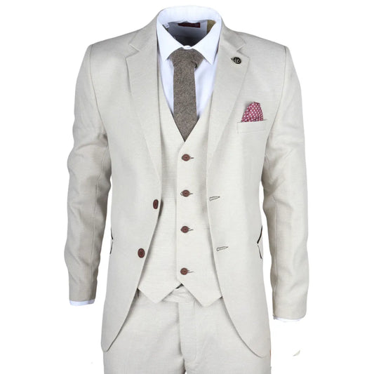 IM05 - Men's 3 Piece Cream Classic Wedding Suit
