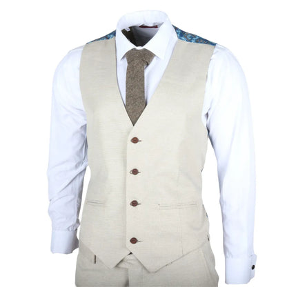 IM05 - Men's 3 Piece Cream Classic Wedding Suit