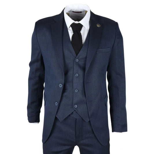 IM07 - Men's 3 Piece Navy Blue Classic Suit