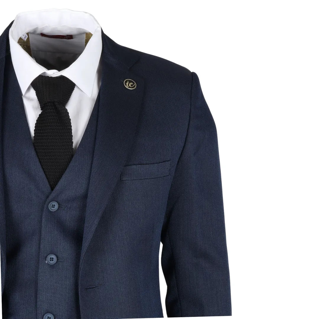 IM07 - Men's 3 Piece Navy Blue Classic Suit